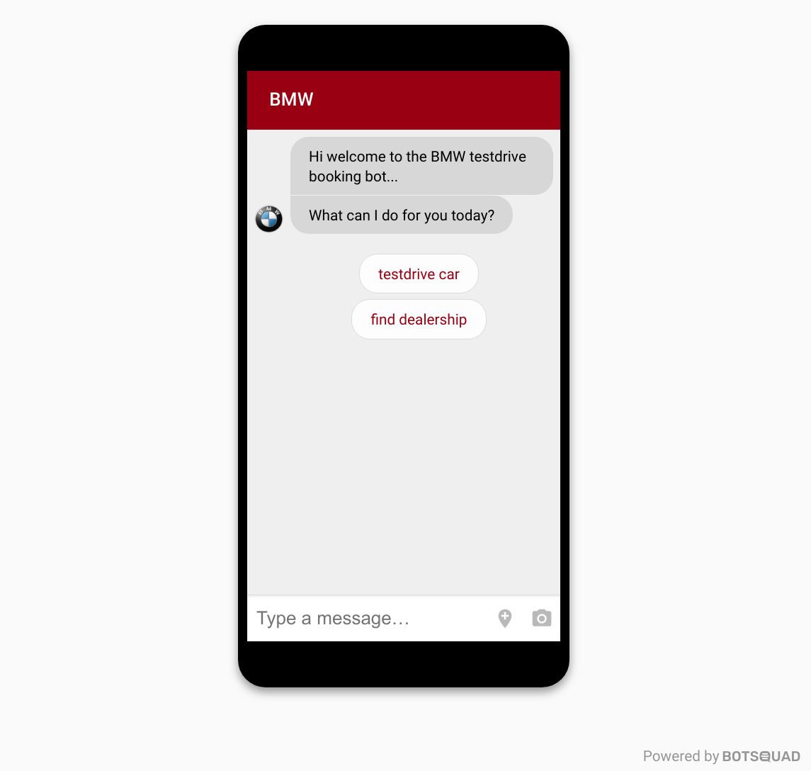 Image of a phone with a chat application running. The chat looks like an embedded app.